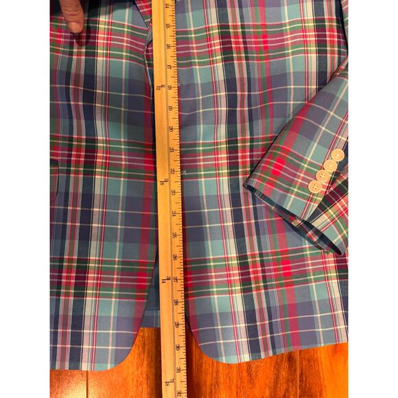 Saddlebred men’s plaid 2 button colorful blazer sport coat cotton men’s 44S - Picture 12 of 13